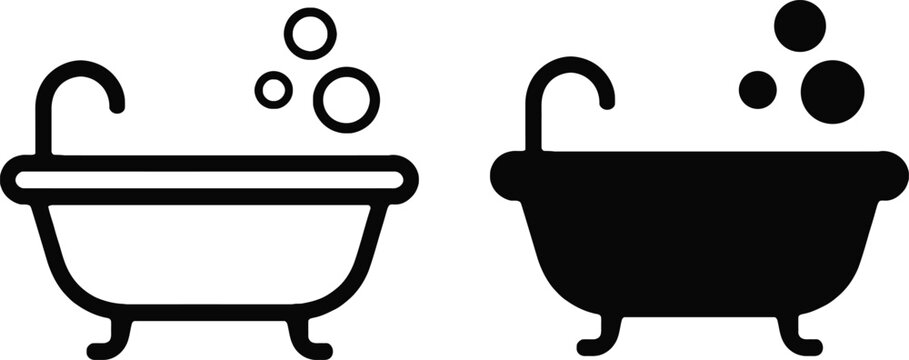 Bath tub icon set on white background. bathtub icon vector for bathroom design and sanitation concept