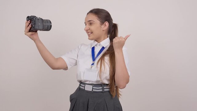Indian Schoolgirl Vlogging with Mirrorless Camera