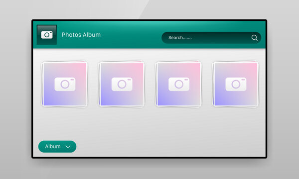 Teal photo album gallery user interface design template