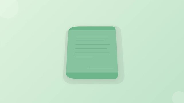 Animated icon of a pencil signing a formal document or contract on a green background.