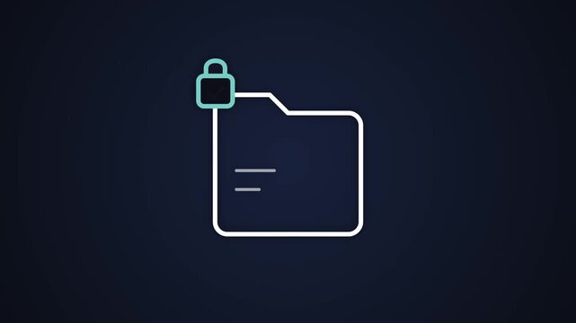 Secure digital file folder with glowing padlock icon for data protection and cybersecurity concept