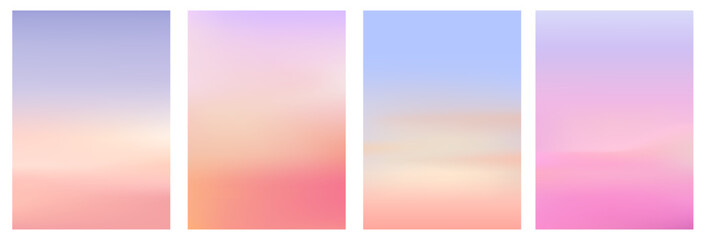 Plakat Sunset gradient poster of abstract pink and orange tones with soft pastel texture. Warm y2k aesthetic design with elegant light patterns for luxury summer banners and minimalist backgrounds.