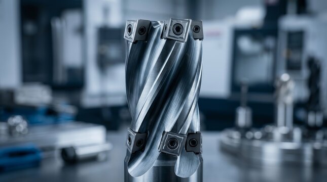 CNC machine milling metal cutter tools featuring interchangeable tungsten carbide heads.