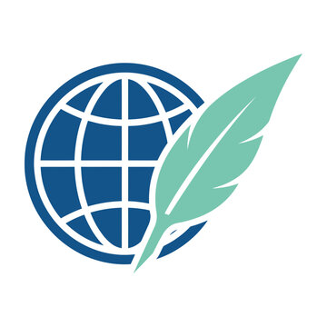 Blue globe with green leaf symbolizing global ecology and environmental protection.
