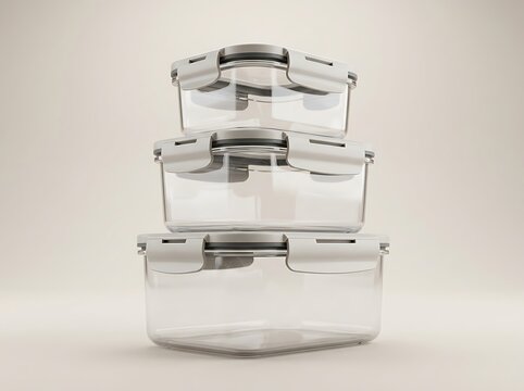 Three metal tool boxes stacked on top of each other showing different sizes for home repair and storage. spill proof container