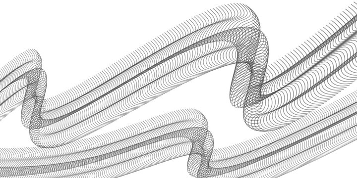 Elegant flowing gray line ribbons original abstract digital artwork on white