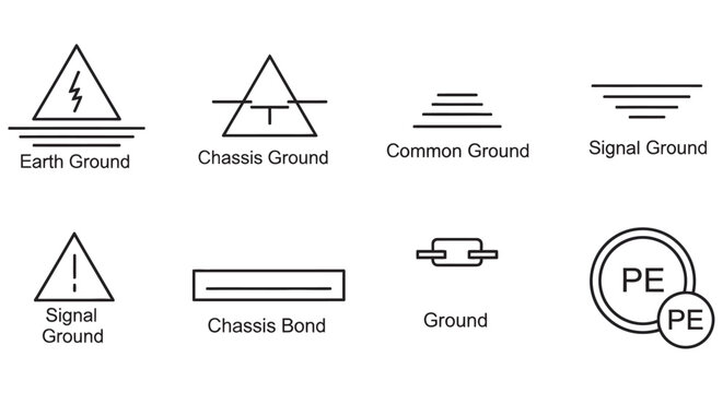 Electrical Ground Symbols Collection Flat Vector Illustration On White Background