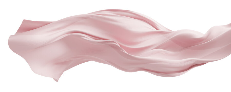 Pink sheer chiffon fabric flowing isolated on transparent background 3D render
