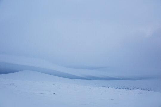 Snow on Manpupuner plateau, Komi Republic, Russia.