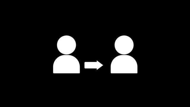 Minimalist user transfer animation: person to person data migration or communication concept motion