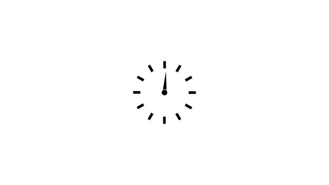 Minimalist analog clock face animation, fast forward time lapse, passing time concept on white background