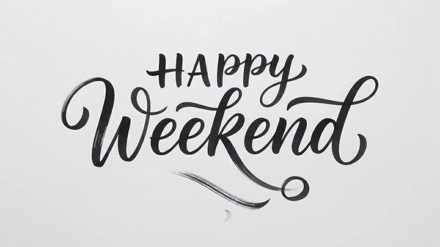 Elegant Hand Lettered Happy Weekend Calligraphy Animation.