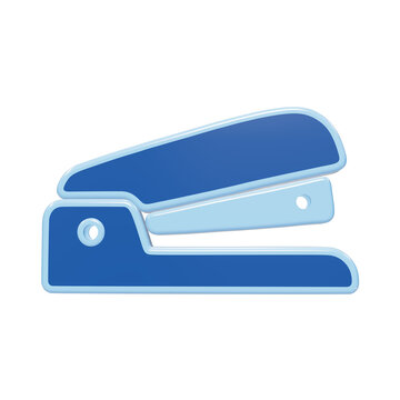 3D glossy stapler icon representing office supplies and document fastening concept for digital and business applications isolated on a transparent background