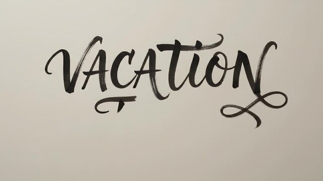 Hand drawn calligraphy animation of vacation time text.