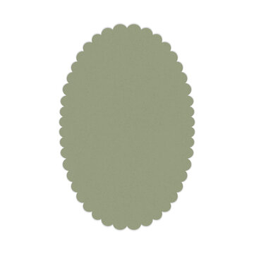 Vintage Green Scalloped Oval Texture. Scalloped edge forms a wavy border around the outline. Ideal for decoration, label, craft, scrapbook, journal, sticker or creative project.