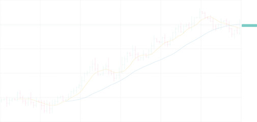 Fototapeta premium Detailed financial stock market chart with moving averages and candlestick patterns isolated on transparent background, designed for technical analysis, trading software, and investment dashboards.