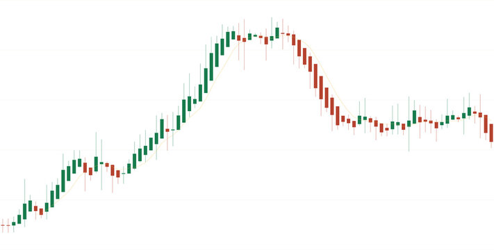Detailed financial candlestick chart displaying market fluctuations and price action isolated on transparent background for stock trading software and professional financial data visualization project