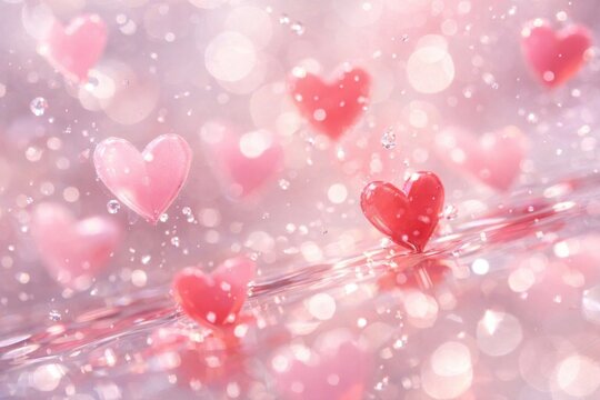 Romantic pink heart bokeh background for valentine's day greeting card wallpaper and romantic celebration design