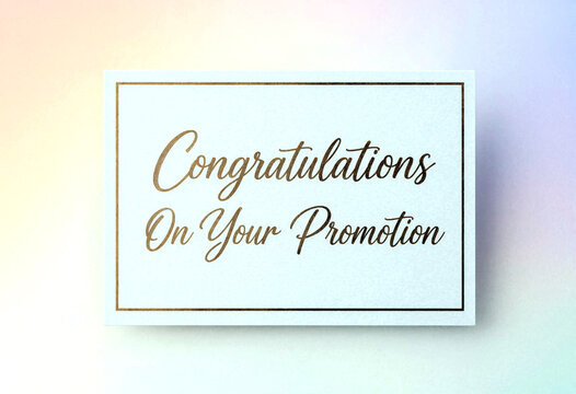 Elegant gold text congratulations card for promotion celebration with stylish border design