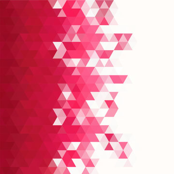 Abstract geometric background with red and pink triangles dissolving on white. eps 10