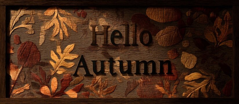 Rustic wooden sign hello autumn