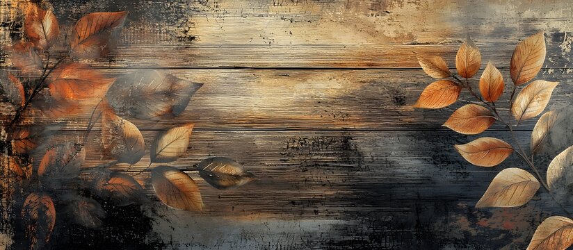 rustic wooden sign with leaves