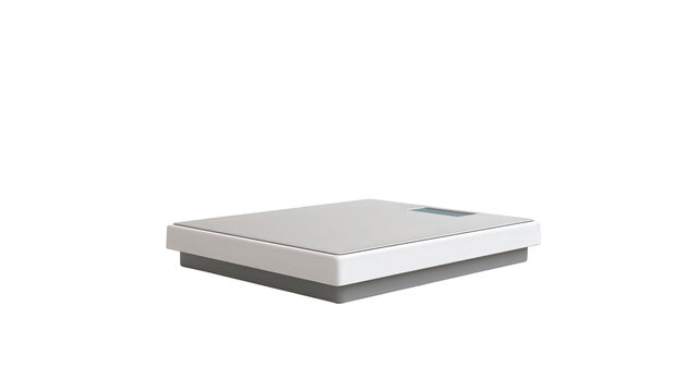 Digital bathroom scale with rectangular platform small small lcd screen on transparent background