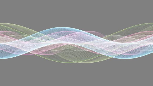 Abstract digital audio waves flowing horizontally across screen