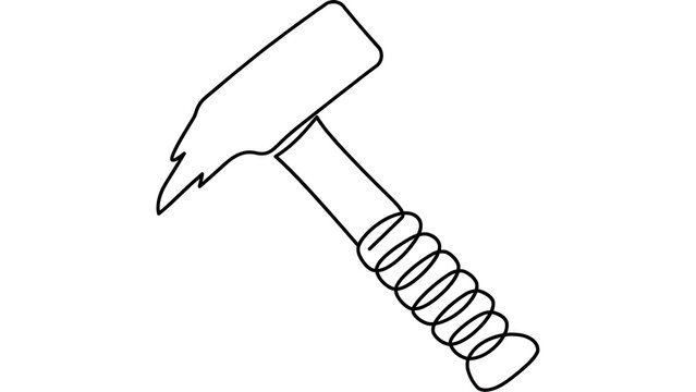 Simple hammer illustration on white background.