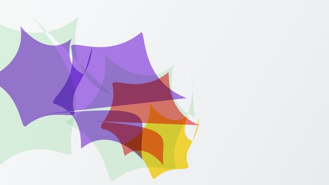 Abstract colorful geometric shapes floating on white background