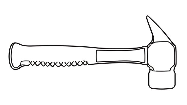 Simple hammer illustration on white background.