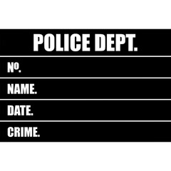 Fototapeta premium Police Department Mugshot Board with Blank Info Fields, Black Booking Record Sign Illustration, police department card with stadiometer background.