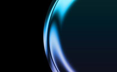Plakat iridescent glass shape, 3d render, abstract glass waves, blue light reflections, sleek flowing glass futuristic liquid texture, dark elegant background