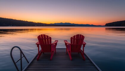 Naklejka premium sunset on the lake