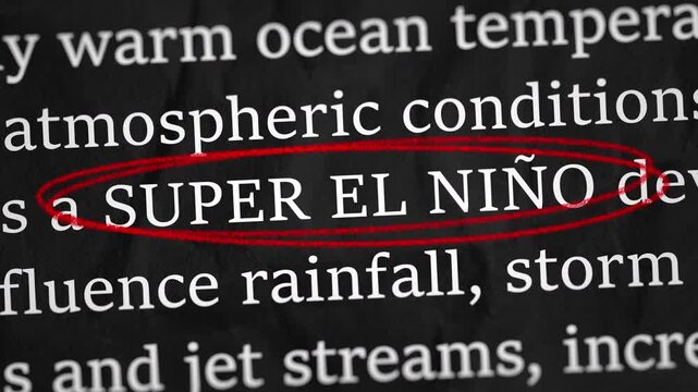 Super El Ni&ntilde;o Highlighted in Red Circle on Simulated Article Text