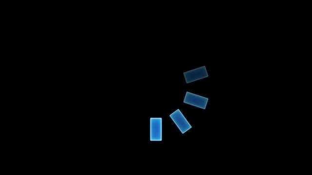 Neon blue color circle loading and buffering icon animation. Neon loading circle upload or download animation Waiting symbol. Neon light trail circle animation on black background. 4k video