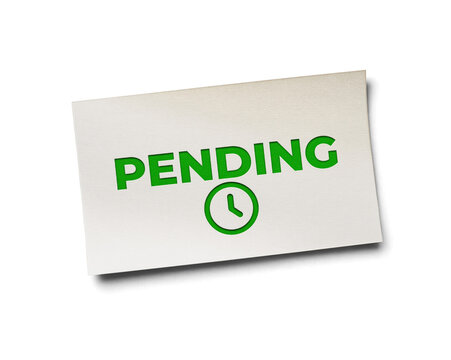 Green pending clock word text label design isolated on transparent background png cutout
