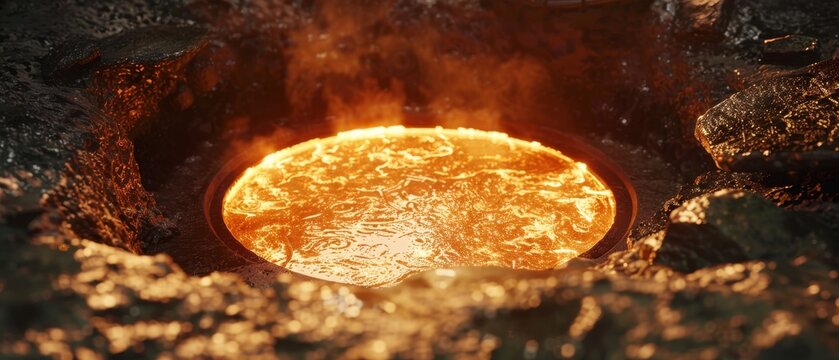 An intimate glimpse into the molten heart of Earth, where the primal forces of heat and pressure dance in an eternal, fiery waltz.