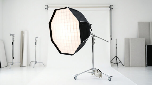 Studio lighting softbox backdrop in a modern photography studio  