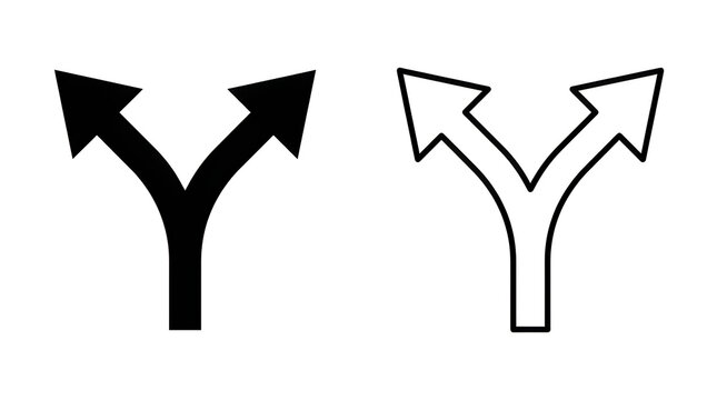 Fork in the road arrow direction signs