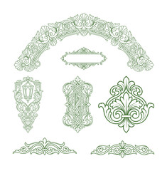 Classical green floral crest and arch frame collection with exquisite filigree design details. © Djstore