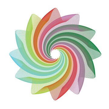 Colorful Abstract Swirling Spiral Design On White Background