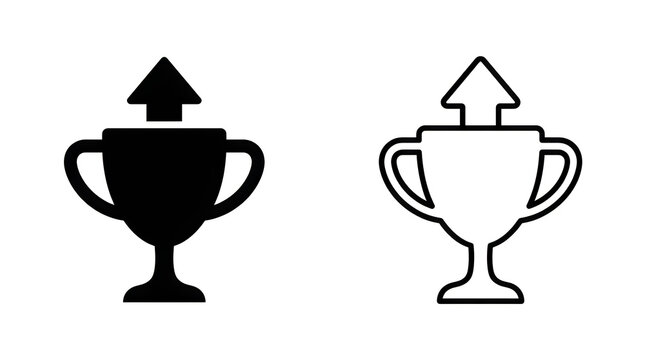 Upward arrow trophy icon set