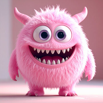 A pudgy pink furry blob monster. Ai