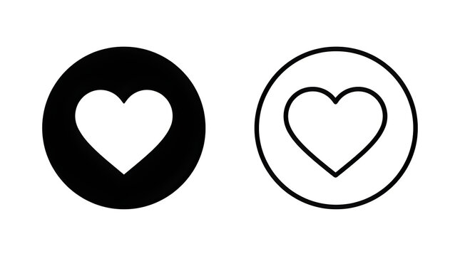 Simple heart icon in black and white circle