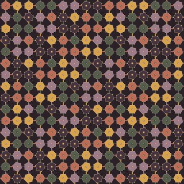 Dark Plum Boho Hexagon Geometric Seamless Pattern Background