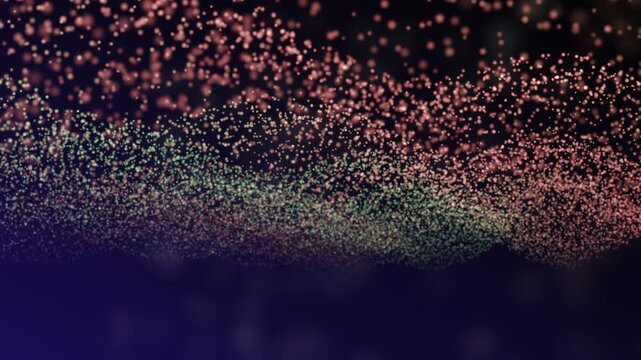 A serene, ethereal particle wave moving in gentle waves from the lower left to the upper right