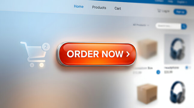 Online Shopping Website with Order Now Button and Digital Cart Icon