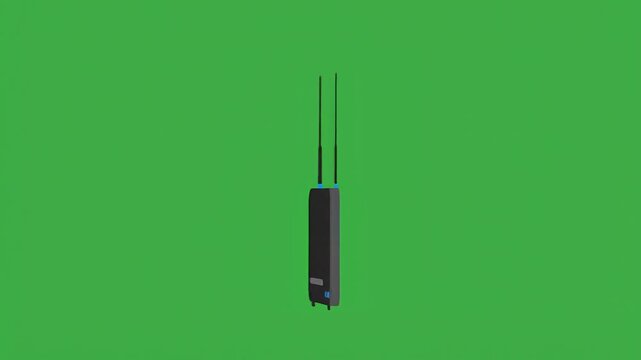 Animated router rotating against a green background