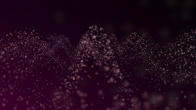 A serene, continuous wave of shimmering, warm particles in a dark purple background